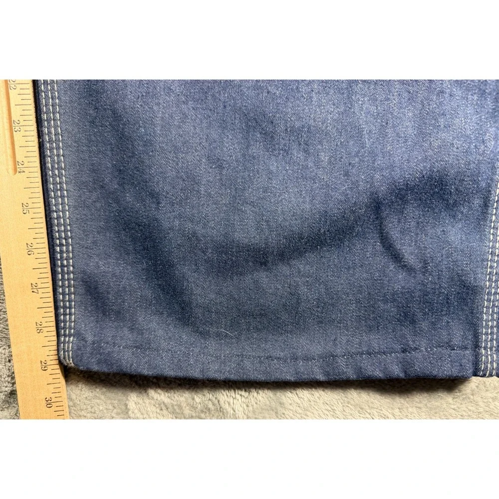 Vintage Roebucks Denim Bib Overalls Men's 46x29 Dark Wash USA Workwear